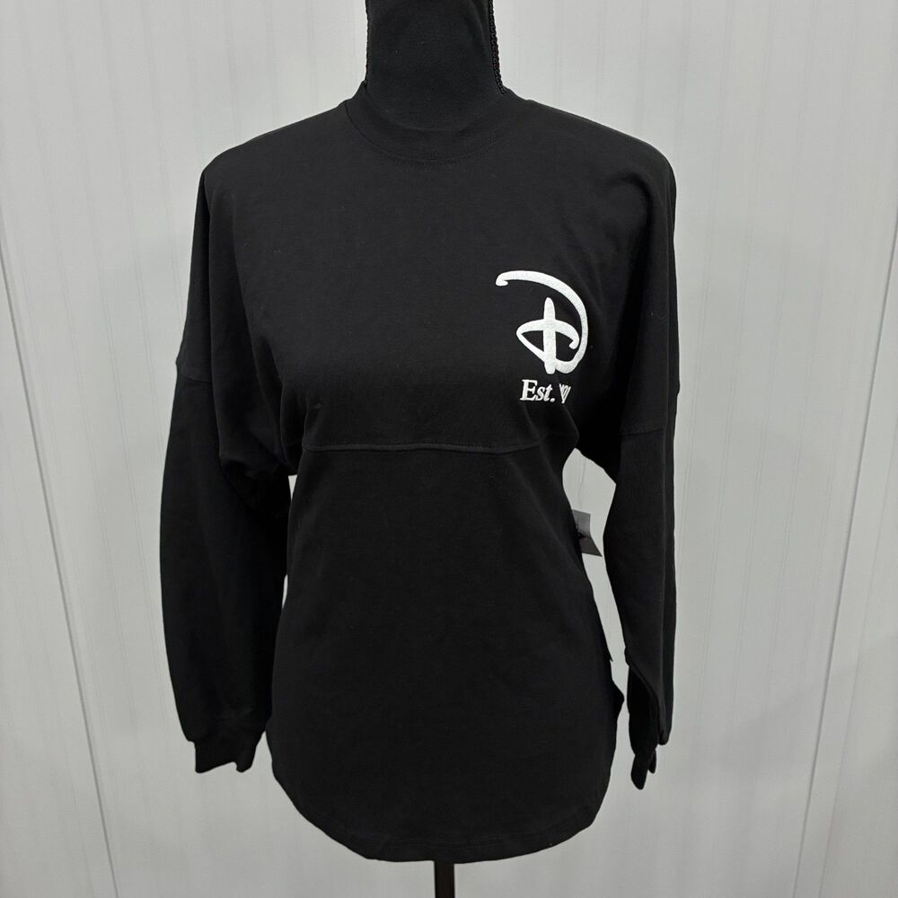 Walt Disney World Women's XS Black Puffed Letters Spirit Jersey Dolman Sweater